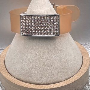 Swarovski Pink Pave Crystals Rubber Bracelet